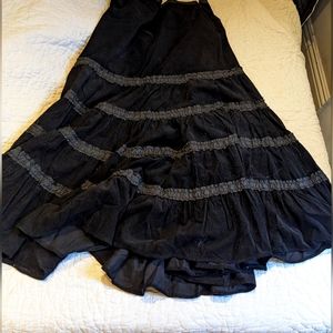 Corduroy lace tiered maxi skirt